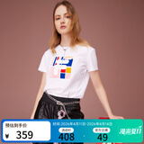 斐乐（FILA） 女装官方女士短袖T恤夏季休闲运动内搭t恤百搭短T上衣 标准白-F11W118151F XL （175/92A/XL）