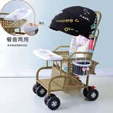 小卜麦童婴儿推车仿竹藤推车轻便可坐可躺儿童藤编椅仿藤夏季 【餐音两用】黑伞全套+可坐可躺+双层编制