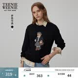 Teenie Weenie小熊秋季简约圆领套头卫衣学院风短款上衣休闲时尚女 黑色 M (165) 【尺码偏大，建议拍小一码】