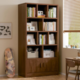 鸥歌实木书柜落地多层板家用学生客厅收纳储物格子柜简易书架置物架 【加厚16MM】实木芯-80胡桃色