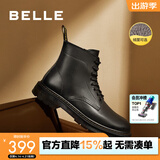 百丽（Belle）潮搭马丁靴男冬季商场同款真皮英伦风休闲靴92267DD0 黑绒里(8孔) 41 (255mm)