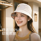 CACUSS帽子女士春秋天宽檐休闲棉渔夫帽户外遮阳帽防晒登山盆帽女 米大