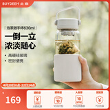 北鼎（Buydeem）泡茶随手杯 茶水分离水杯大容量玻璃杯高颜值茶杯便携办公礼物 【燕麦白】畅快饮|茶水分离630ml