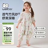 威尔贝鲁（WELLBER）【吸湿排汗】婴幼儿童睡袋1-3岁宝宝前4后2春夏亲肤睡衣樱野粉L