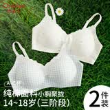Ordifen2件少女内衣青少年15-18高中生文胸大学纯棉三阶段发育期小胸聚拢