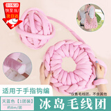 坤随冰岛毛线手工编织diy超粗2cm钩织灌心棉线自制包包猫窝抱枕床围 粉色【1团装 约8m】