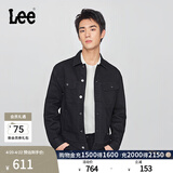 Lee舒适版翻领小Logo织标黑色男牛仔夹克外套休闲潮LMT010800201 黑色 S