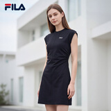 斐乐 斐乐官方女装针织连衣裙2025夏季新款时尚休闲无袖收腰裙子 正黑色-BK L 170/88A/L