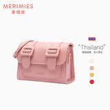 MERIMIES520礼物麦瑞迷泰国剑桥包S号樱桃红色小方包单肩包女斜挎包手提包 S号-婴儿粉-油蜡纹