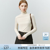 范思蓝恩22FS4378亲肤软糯半高领修身打底衫女秋冬内搭长袖针织衫 米杏色 M