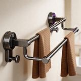 馨沛毛巾架 免打孔浴巾架卫生间浴室厕所挂架太空铝毛巾双杆置物架