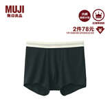 MUJI男式 莱赛尔 前封口 平角内裤 裤头四角裤 黑色 5A 1条 L （175/88A）