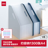 得力（deli）13格A4立式大容量风琴包 多层可伸缩文件框收纳夹 办公文件资料票据资料收纳册 63952深蓝色