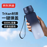 京东京造运动水杯 tritan水杯运动水壶大容量外出方便携带 黑白渐变800mL