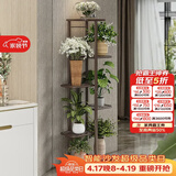 索尔诺多层折叠落地式铁艺花架 室内阳台客厅庭院展示架简约多肉架 铜金花h917（7盆升级版）