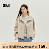 森马（Semir）外套女秋季花苞拼接格子宽松立领2025风文艺通勤夹克10A525108004