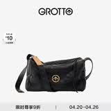GROTTO个乐黑石包经典大容量植鞣绵羊皮单肩斜挎通勤软包男女款礼物 黑石L（金标）