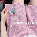 浪莎短裤女夏季薄款刺绣新款高腰外穿美式速干运动裤子沙滩五分中裤