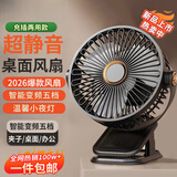 【16°C涡轮聚风】桌面夹扇制冷空气循环USB风扇卧室超静音一级能效壁挂宿舍床上用台式办公室 黑色丨可用3天丨5档强风丨可夹可挂3000m