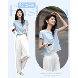 德玛纳【舒弹180G棉氨】夏季圆领蕾丝打底衫短袖款宽松舒适女式t恤