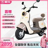 爱玛（AIMA）铅酸超长续航电动车电瓶车女士时尚成人代步外卖电动摩托车露娜 燕麦咖【智能互联+1000W电机】