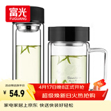 富光双层耐热杯子茶隔款玻璃杯泡茶办公水杯男女便携玻璃茶杯玻璃套装
