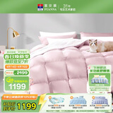 富安娜羽绒被 90%灰鸭绒被子冬被 双人冬季被芯900g填充 203x229cm 粉