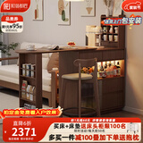 和谐都匠实木餐边柜吧台桌可伸缩收纳储物隔断一体柜客厅小户型沙发边柜 双面储物吧台餐桌组合 胡桃色【实木】