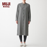 MUJI MUJI 男女通用 法兰绒 立领 长衫 无性别 男款女款 BCL43A1A 黑色格纹 L-XL