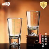 青苹果加厚水晶玻璃白酒杯二两杯6只装 手握江山 带描金2两刻度观山杯
