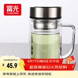 富光双层玻璃杯支持团购定制泡茶杯办公杯带把 大容量男女水杯子580ML
