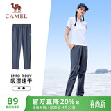 骆驼（CAMEL）速干透气运动裤女跑步休闲直筒梭织裤子 J25BAXLN072 鸽蓝 L