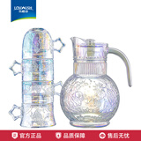 乐唯诗星空玻璃水杯联名高档创意高颜值叠叠杯大容量水杯果汁杯饮料杯 星空1壶4杯【极光彩】五件套