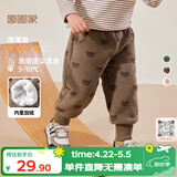 嘟嘟家宝宝裤子加绒冬季男童冬装保暖女童长裤潮儿童休闲裤 咖色小熊100