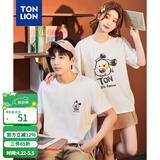 唐狮（TonLion）情侣装短袖t恤男夏季新款可爱小狗涂鸦印花宽松女T恤打底