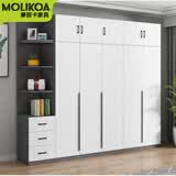 MOLIKOA 2025新款实木衣柜平开门家用卧室现代简约简易组装对开门柜子 0.8米长主柜