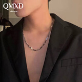 QMXD欧美街头霸气男士项链男潮钛钢韩版素圈锁骨链学生生日礼物送男友