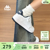 Kappa卡帕背靠背女鞋春季厚底小白鞋子女板鞋新款情侣鞋百搭休闲运动鞋 经典白/海昌蓝 36
