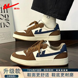 回力帆布鞋男款2026春季新款时尚潮流百搭情侣板鞋青少年一脚蹬男鞋 棕深米蓝【升级款】 41