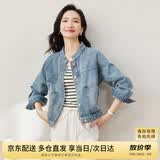 尚都比拉春秋款纯棉牛仔外套短款高级感女装气质休闲百搭上衣 牛仔蓝 M 