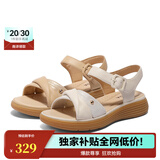 森达时装凉鞋女款夏新商场同款厚底休闲凉鞋XMH01BL5 杏色 38