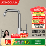 九牧（JOMOO）厨房水龙头 洗菜盆水龙头洗碗盆水槽冷热水龙头 防溅隔铅健康用水 C款-33186【双水花无铅过水-亮银】
