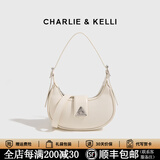 CHARLIE&KELLI小c&k女包2026新款包包三角扣新月包斜挎单肩包生日礼物送女友 米白色【代写贺卡 赠专柜礼袋】