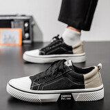 逐升男鞋2026夏季新款透气休闲鞋子男款运动板鞋软底百搭平底帆布鞋 RF-K22黑色 39