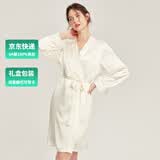 珊目尔【母亲节礼物】6A级100%桑蚕丝睡袍高级感婚礼晨袍浴袍真丝外袍 米白色单睡袍【16.5姆米】 均码