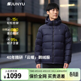 君羽户外鹅绒羽绒服男加厚保暖800高蓬秋冬男士面包服可收纳52115 宝蓝色-男款 L 推荐男141-155斤/女116-125斤