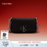 Calvin Klein休闲通勤单肩包礼物链条包包金属字母旋扣翻盖CK女包斜挎马鞍包