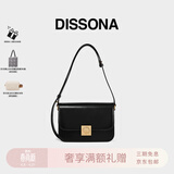 DISSONA迪桑娜真皮豆腐包小众单肩斜挎包感腋下包小方包女【旅行春游】 黑色-大号