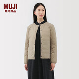 MUJI女式轻量羽绒便携式无领夹克羽绒服女款长袖25年冬季女装外套轻薄 浅米色 L （165/88A）