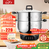 惠当家（Hui Dang Jia）电锅多功能电热锅电炒锅家用电蒸锅一体电煮锅加厚304不锈钢电火锅G08-34